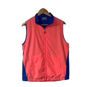 Cutter & Buck Salmon Pink Blue Sleeveless Full Zipper Jacket Shirt Golf Medium
